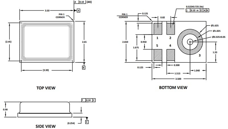 機械図面 - TDK InvenSense IC-40212アナログマイク